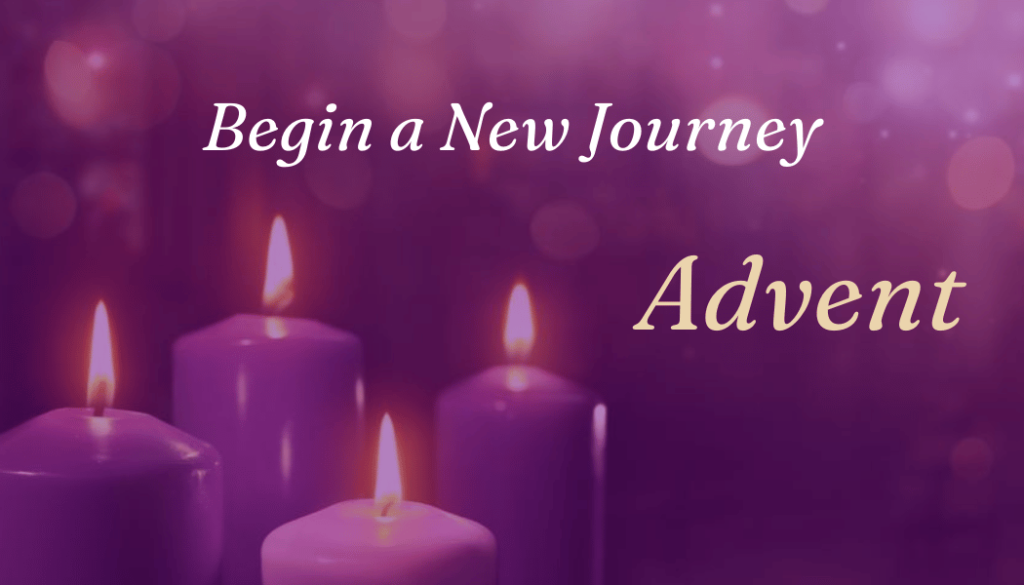 Image of 4 candles symbolizing hope, peace, joy, and love during the season of Advent.