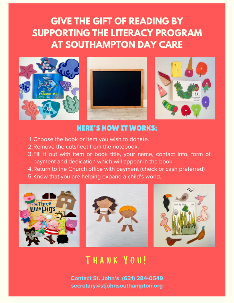 St. John's Episcopal Church Southampton Daycare Call for Book Donations 
